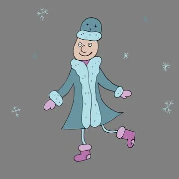 Vector Snow Maiden and Santa Claus. Stock Illustration