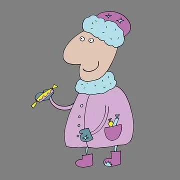 Vector Snow Maiden and Santa Claus. Stock Illustration