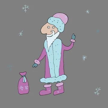 Vector Snow Maiden and Santa Claus. Stock Illustration