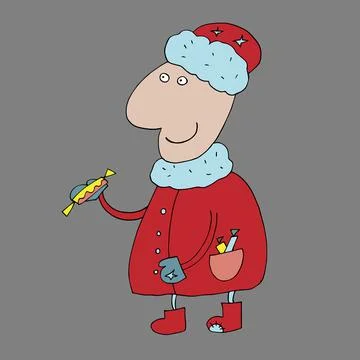 Vector Snow Maiden and Santa Claus. Stock Illustration