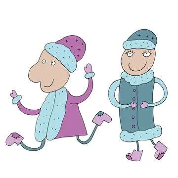 Vector Snow Maiden and Santa Claus. Stock Illustration