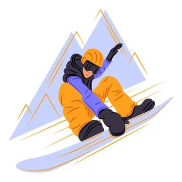 Vector snowboarder in shadow of sharp lines style Stock Illustration