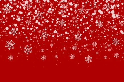Vector snowfall on red background, Christmas concept. Illustrazione stock