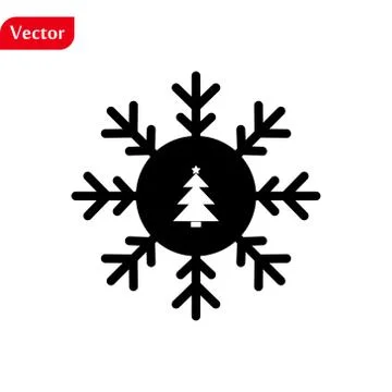 Vector snowflake Christmas tree in snowflake icon. White background Stock Illustration