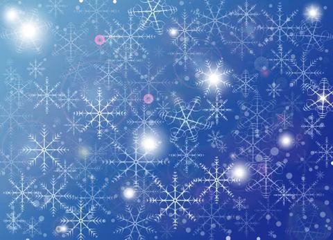 Vector snowflakes and glare on blue gradient - christmas background Stock Illustration