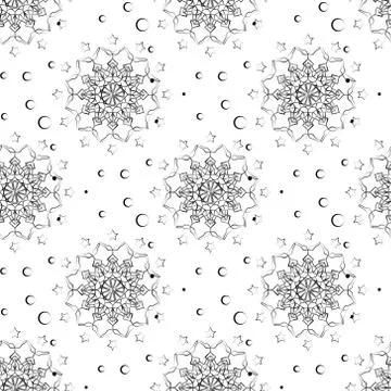 Vector snowflakes background. Simple Christmas and New Year seamless pattern  Stock Illustration
