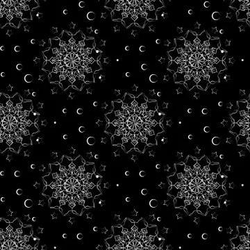 Vector snowflakes background. Simple Christmas and New Year seamless pattern  Stock Illustration