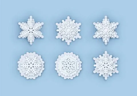 Vector snowflakes collection. Paper Snowflake shapes. Symmetric Papercut snow Stock Illustration