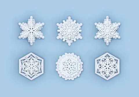 Vector snowflakes collection. Paper Snowflake shapes. Symmetric Papercut snow Stock Illustration