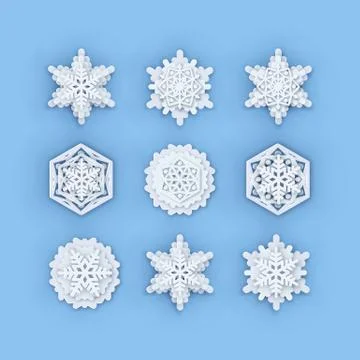 Vector snowflakes collection. Paper Snowflake shapes. Symmetric Papercut snow Stock Illustration