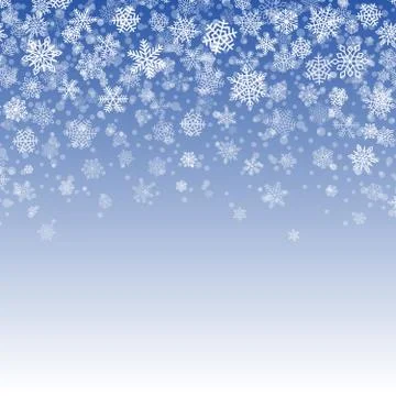 Vector snowflakes falling on blue background gradient Stock Illustration
