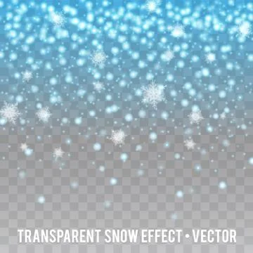 Vector Snowflakes falling down on transparent Background. Christmas eve Snowf Stock Illustration