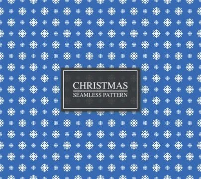 Vector snowflakes seamless geometric pattern. Repeatable blue christmas Stock Illustration