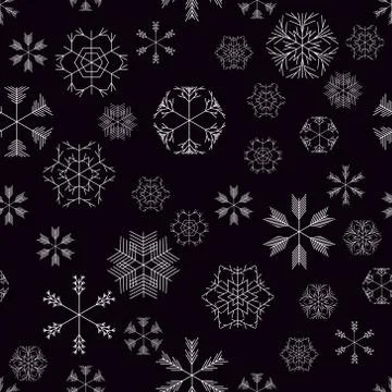 Vector snowflakes seamless pattern Stock Illustration