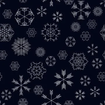 Vector snowflakes seamless pattern Stock Illustration