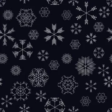 Vector snowflakes seamless pattern Stock Illustration