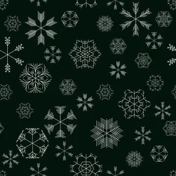Vector snowflakes seamless pattern Stock Illustration