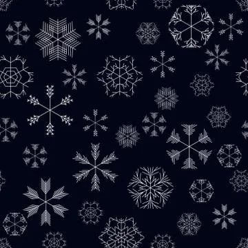 Vector snowflakes seamless pattern Stock Illustration