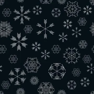 Vector snowflakes seamless pattern 库存插图