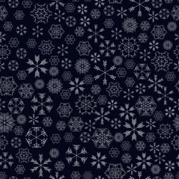 Vector snowflakes seamless pattern Stock Illustration