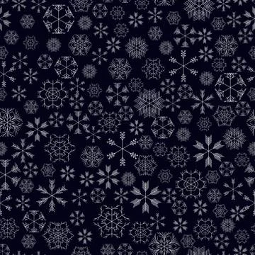 Vector snowflakes seamless pattern 库存插图