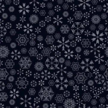 Vector snowflakes seamless pattern Stock Illustration