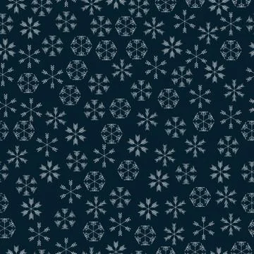 Vector snowflakes seamless pattern Stock Illustration