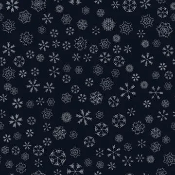 Vector snowflakes seamless pattern Stock Illustration
