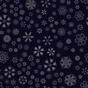Vector snowflakes seamless pattern Stock Illustration