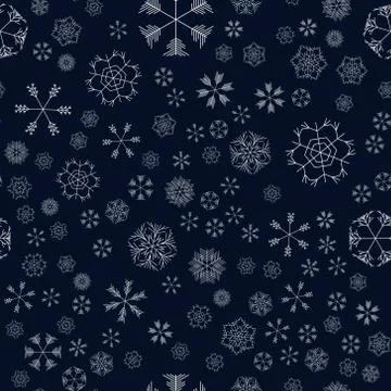 Vector snowflakes seamless pattern Stock Illustration