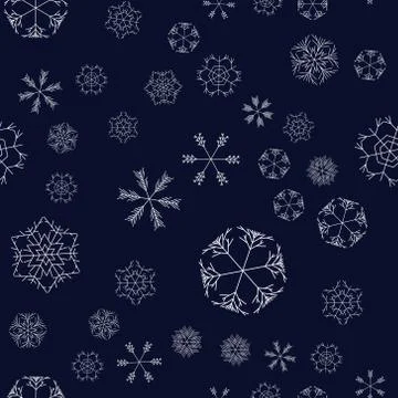 Vector snowflakes seamless pattern 스톡 일러스트