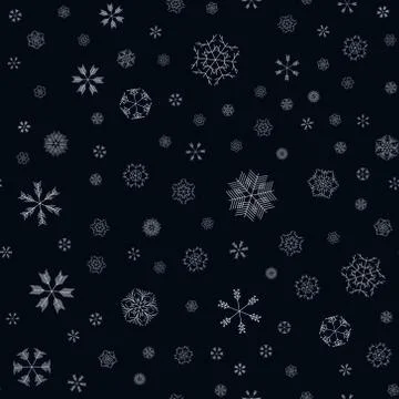 Vector snowflakes seamless pattern Stock Illustration