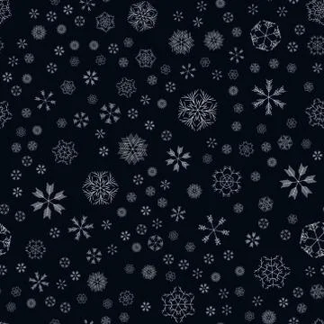 Vector snowflakes seamless pattern Stock Illustration
