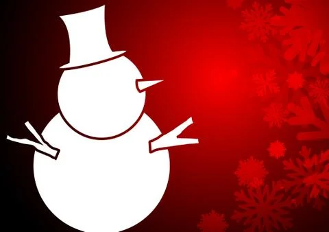 Vector : Snowman and ice crystal on christmas background Stock Illustration
