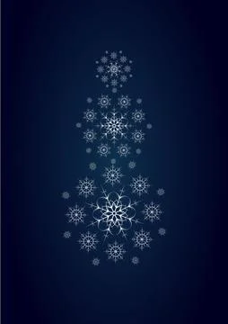 Vector snowman consisting of snowflakes on dark blue background Stock Illustration