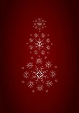 Vector snowman consisting of snowflakes on dark red background Stock Illustration