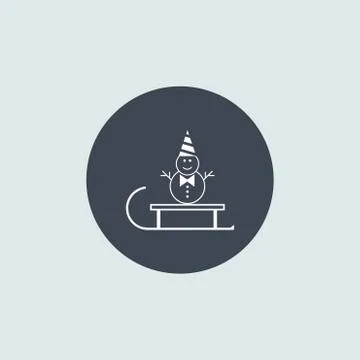 Vector snowman on a sled Stock Illustration