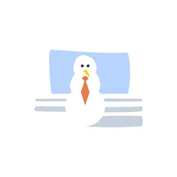 Vector snowman with tie in flat style Stock Illustration