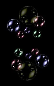 Vector of soap bubbles on balck background Stock Illustration