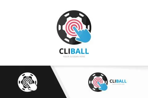 Vector soccer and click logo combination. Ball and cursor symbol or icon. Unique 스톡 일러스트
