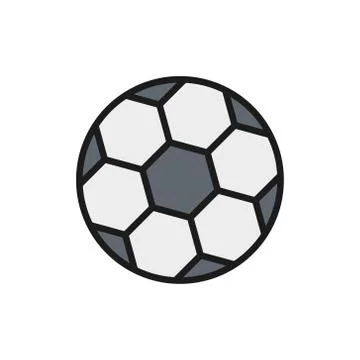 Vector soccer ball flat color line icon. Isolated on white background Ilustración de archivo