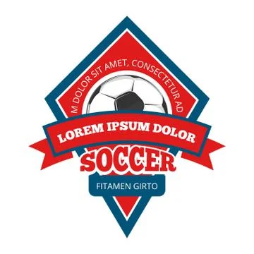 Vector soccer logo, badge, emblem template in red and blue Illustrazione stock