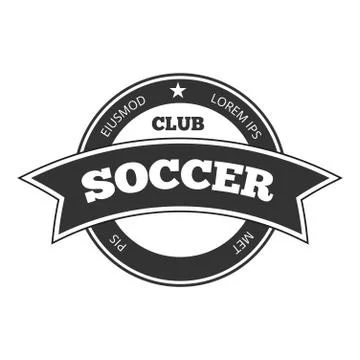 Vector soccer logo, badge template isolated in black white Stock Illustration
