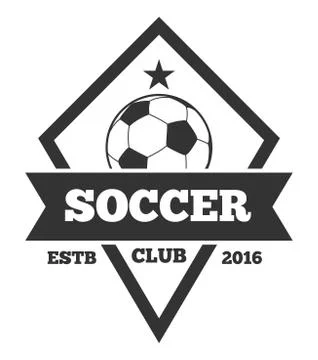 Vector soccer logo template, emblem in black isolated white Stock Illustration