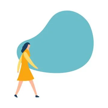 Vector social communication concept with young girl in dress, woman standing Stock Illustration