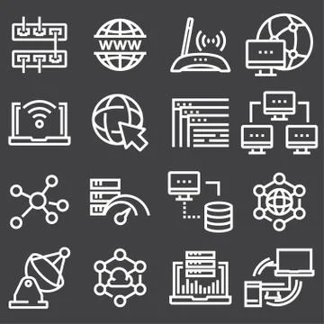 Vector social media and network icons set Stock Illustration