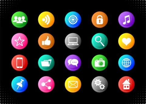 Vector social media and website buttons Stock Illustration