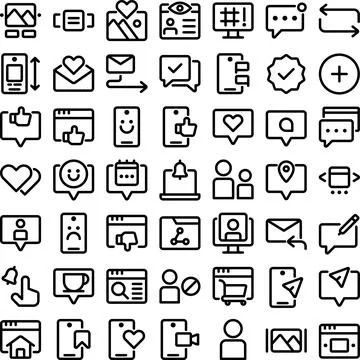 Vector of Social Media Interaction Icon Set. Perfect for user interface, new app Stock Illustration