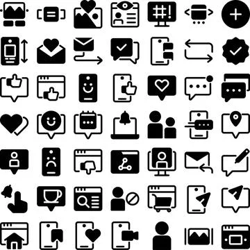 Vector of Social Media Interaction Icon Set. Perfect for user interface, new app Stock Illustration