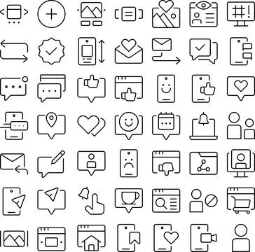 Vector of Social Media Interaction Icon Set. Perfect for user interface, new app Stock Illustration